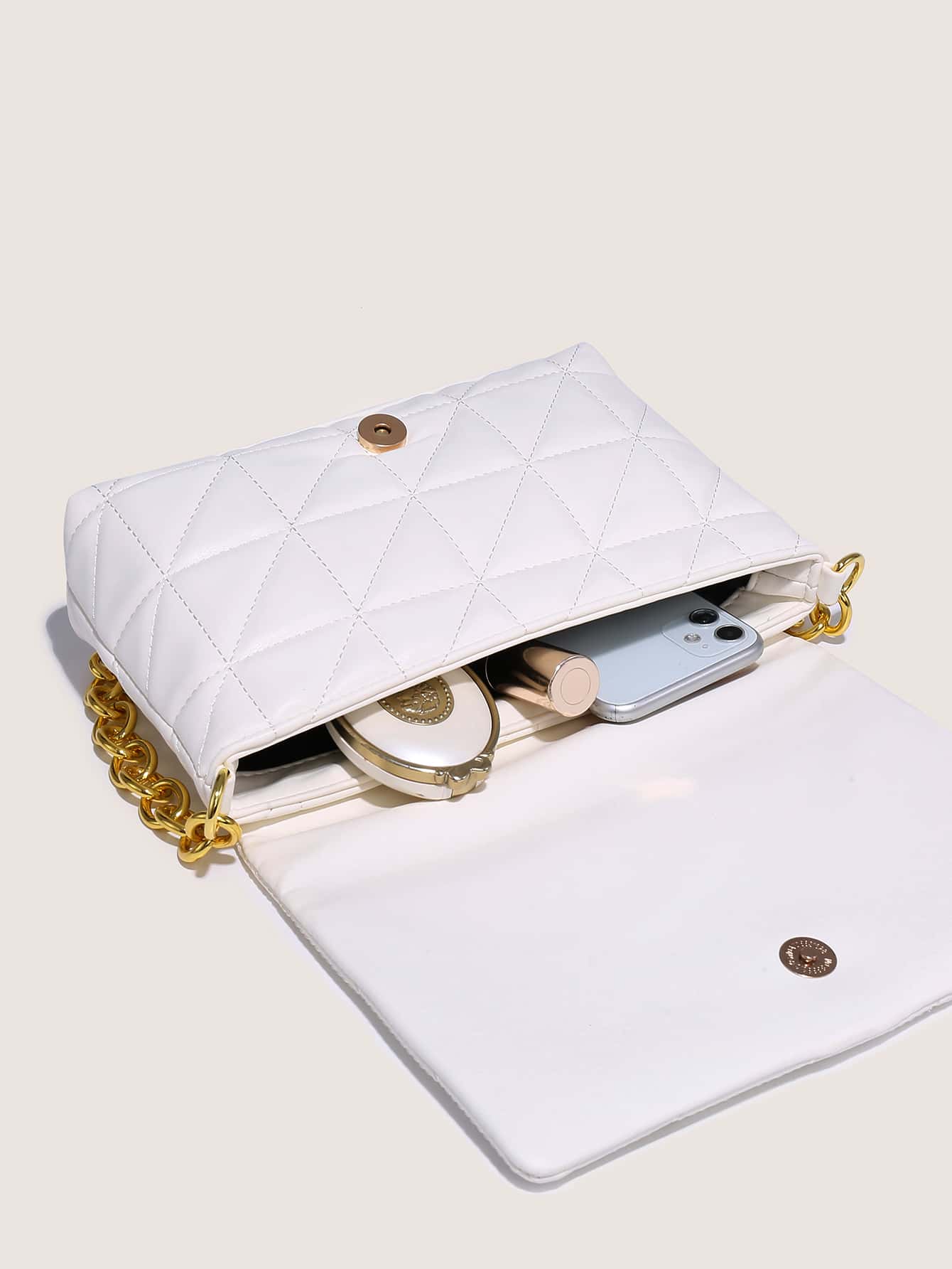 עמיד למים, קל משקל, עסק מזדמן קטן דש מרובע תיק מרופד דפוס מינימליסטי עבור בנות נוער נשים סטודנטים במכללה, טירונים ועובדי צווארון לבן מושלם למשרד, מכללה, עבודה, עסקים, נסיעה - לבן - ראה 4