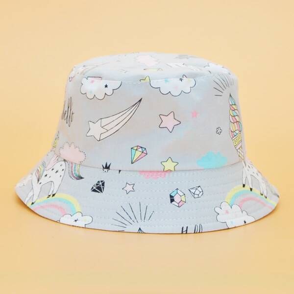 

Toddler Girls Cartoon Graphic Bucket Hat, Multicolor