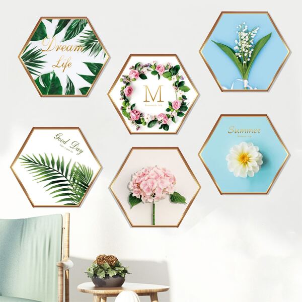 

1set Flower & Plants Print Wall Sticker, Multicolor