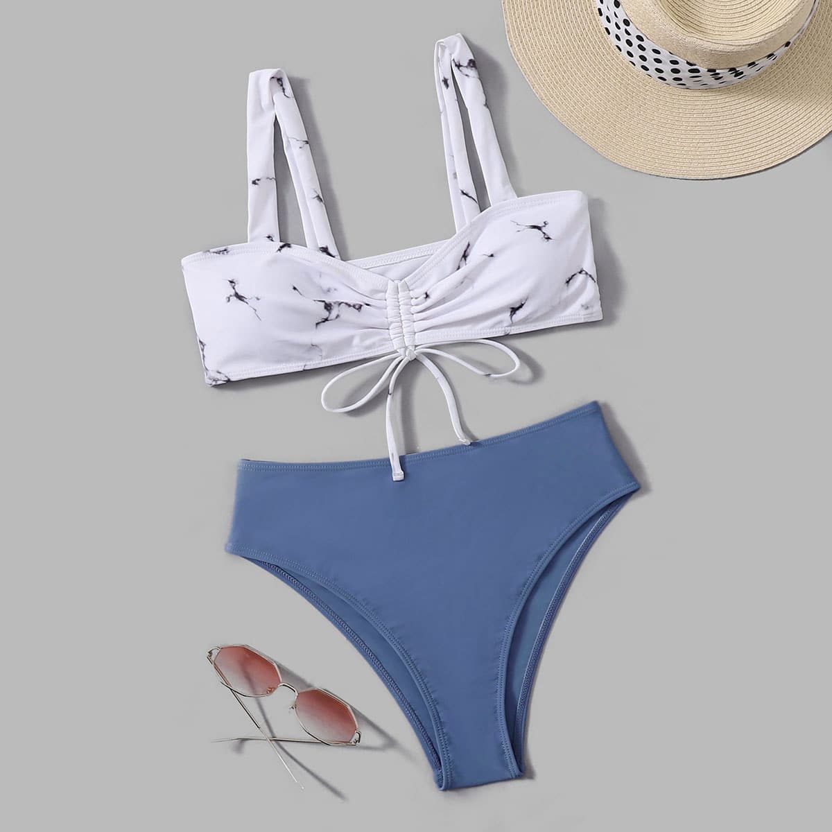 

Marble Print Bikini Swimsuit, Multicolor