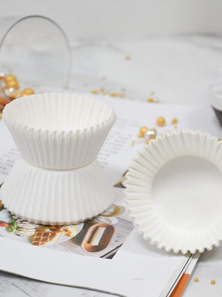 100pcs Cupcake Paper Cup, White Cake Paper Liner, Cupcake Wrap For Baking - White - View 3