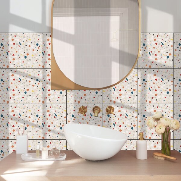 

2pcs Terrazzo Print Wall Sticker, Multicolor