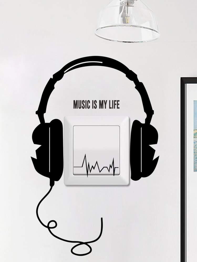 Auriculares con estampado Pegatinas para el interruptor de luz - Negro - Añade 3