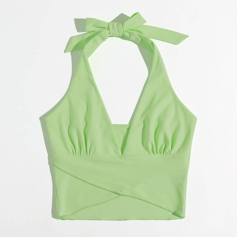 

Solid Halter Top, Lime green