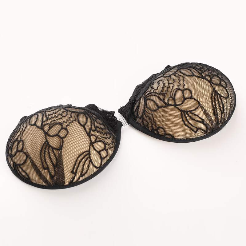 

Lace Overlay Self Adhesive Bra, Black