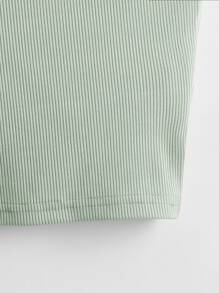 SHEIN Unity Ribbed Solid Tank Top - Olive Green - View 4