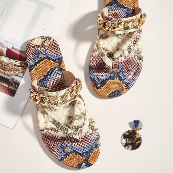 

Rhinestone Decor Chunky Heeled Mules, Multicolor