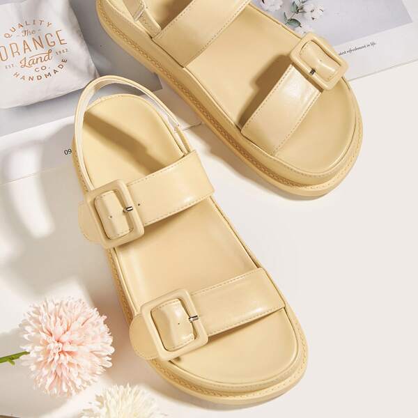 

Minimalist Buckle Decor Slingback Sandals, Yellow