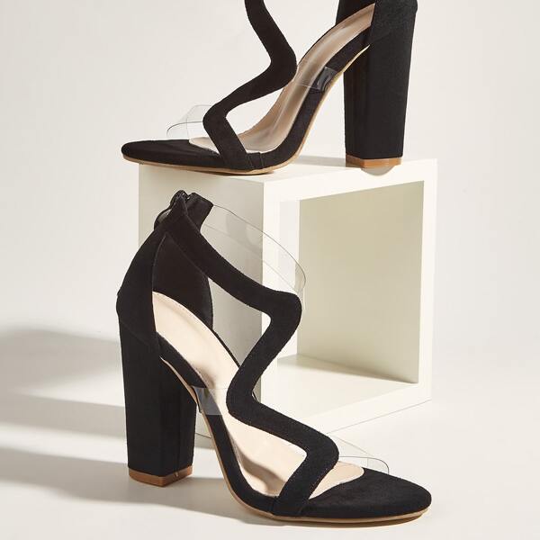 

Clear Detail Chunky Heeled Sandals, Black