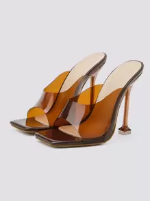 Spring/Summer Versatile Casual Square Toe Thin Heel Women Heeled Sandals - Brown - View 4