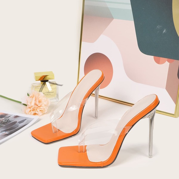 

Clear Stiletto Heeled Thong Sandals