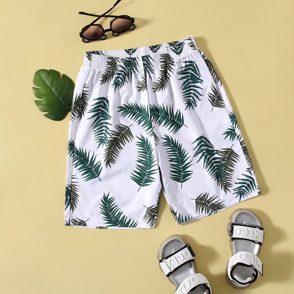 

Boys Leaf Print Shorts, Multicolor