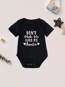 Bộ đồ liền thân in hình trái tim & khẩu hiệu cho bé gái sơ sinh mùa hè - màu đen - Xem 1