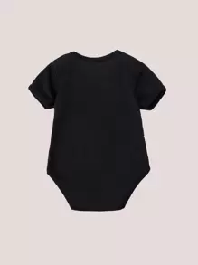 Bộ đồ liền thân in hình trái tim & khẩu hiệu cho bé gái sơ sinh mùa hè - màu đen - Xem 2