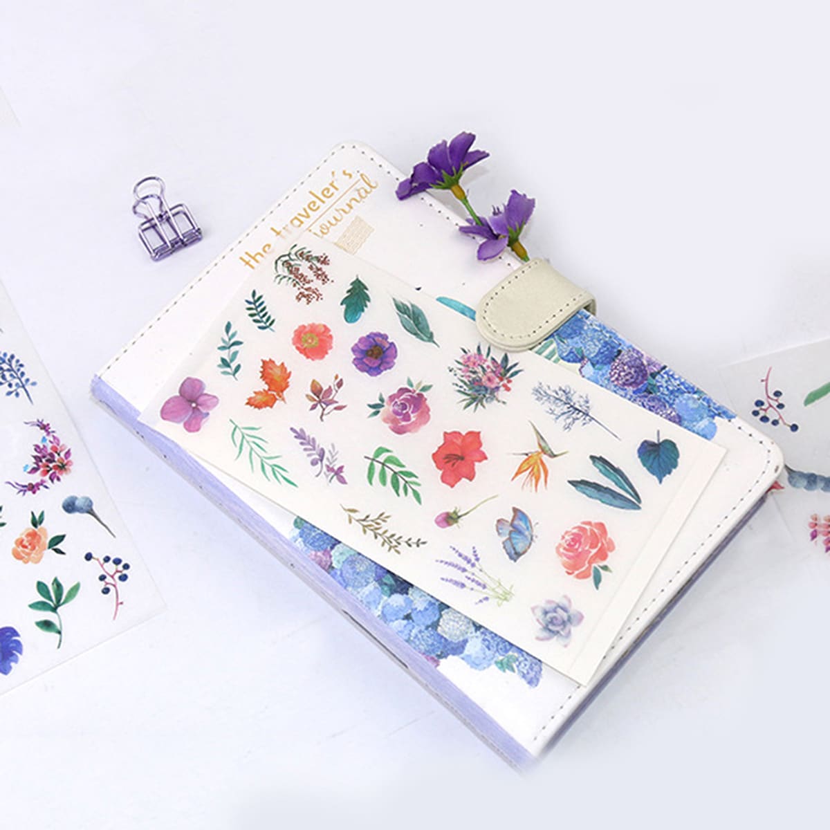 

6sheets Flower Print Sticker, Multicolor