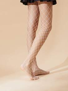 4pairs Minimalist Fishnet Tights - Black and White - View 5