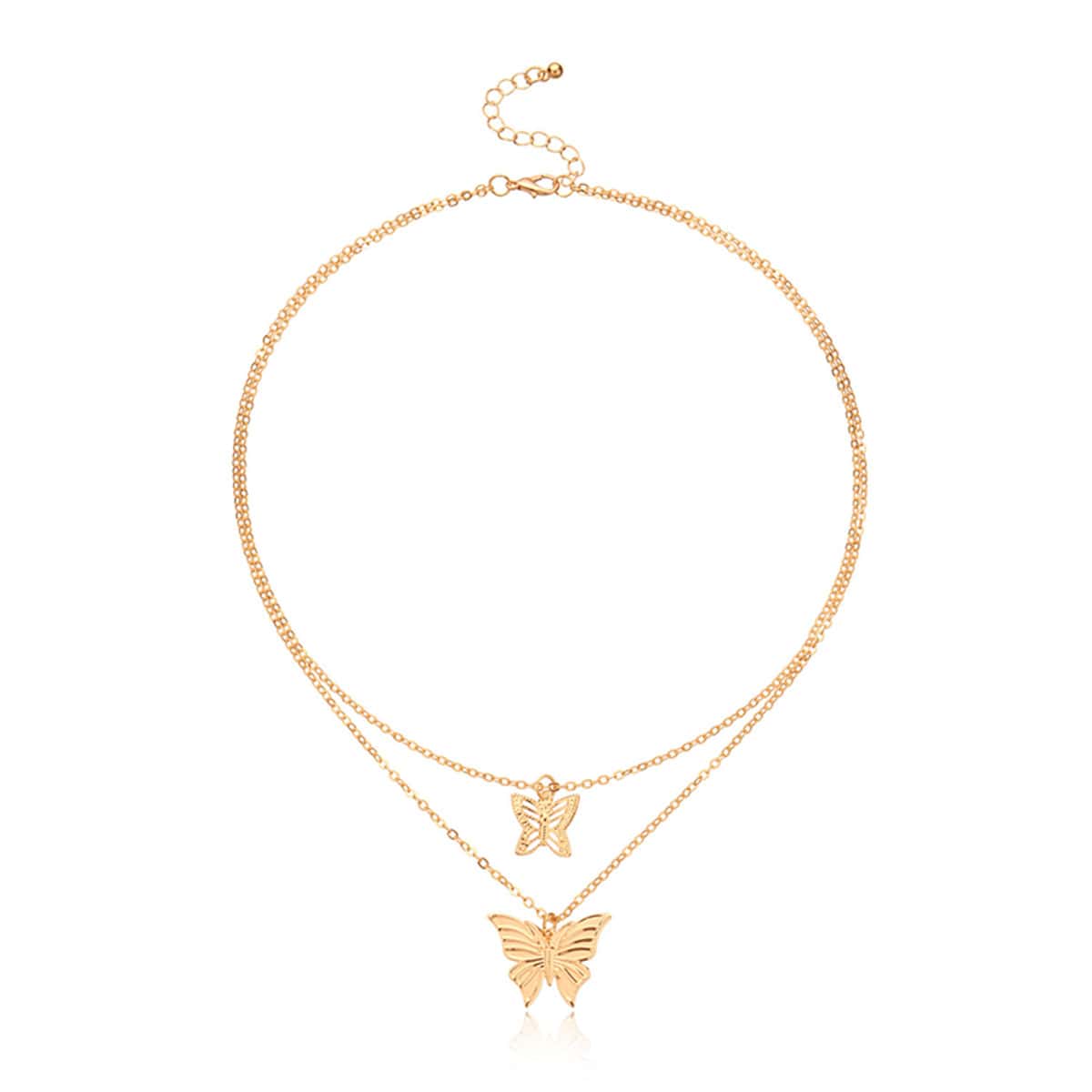 

Butterfly Layered Necklace, Gold