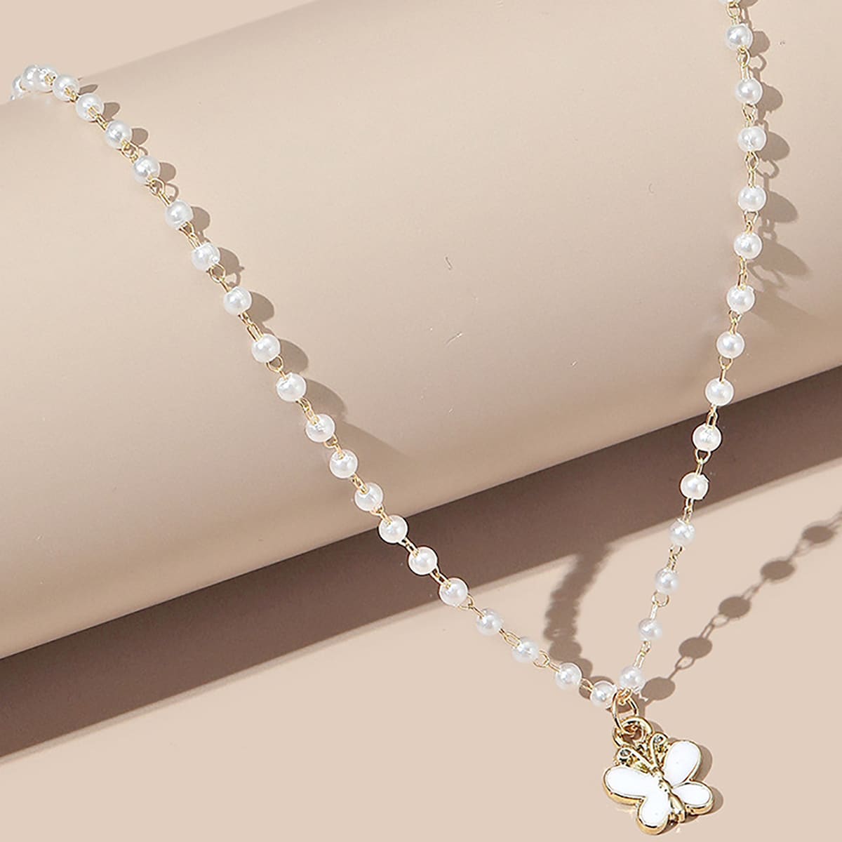 

Butterfly Pendant Necklace, White