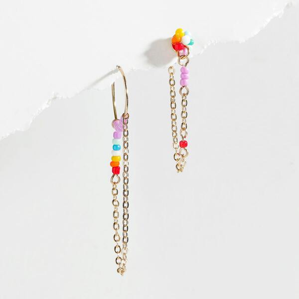 

Bead & Chain Decor Drop Earrings, Multicolor