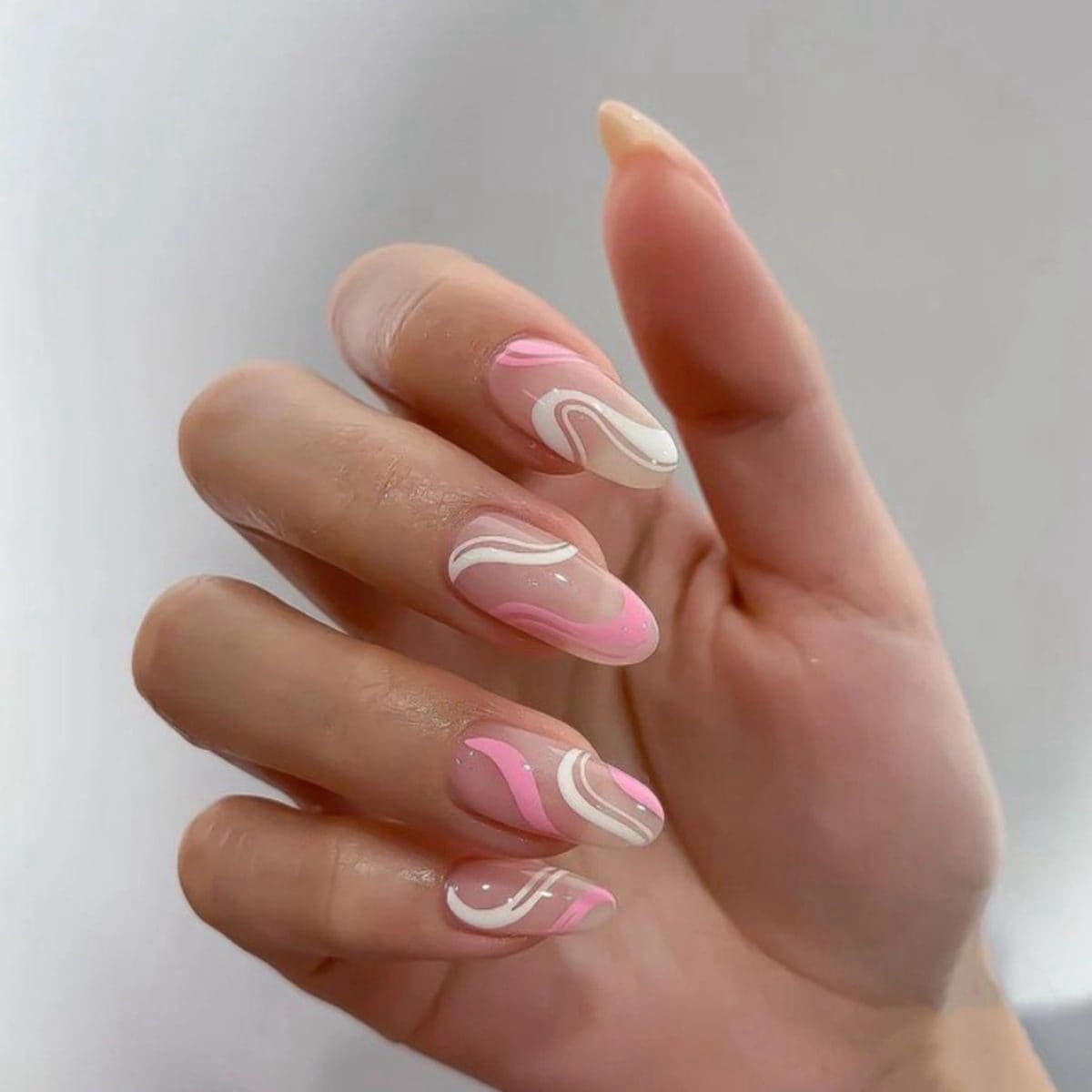 

24pcs Fake Nail & 1sheet Tape, Pink