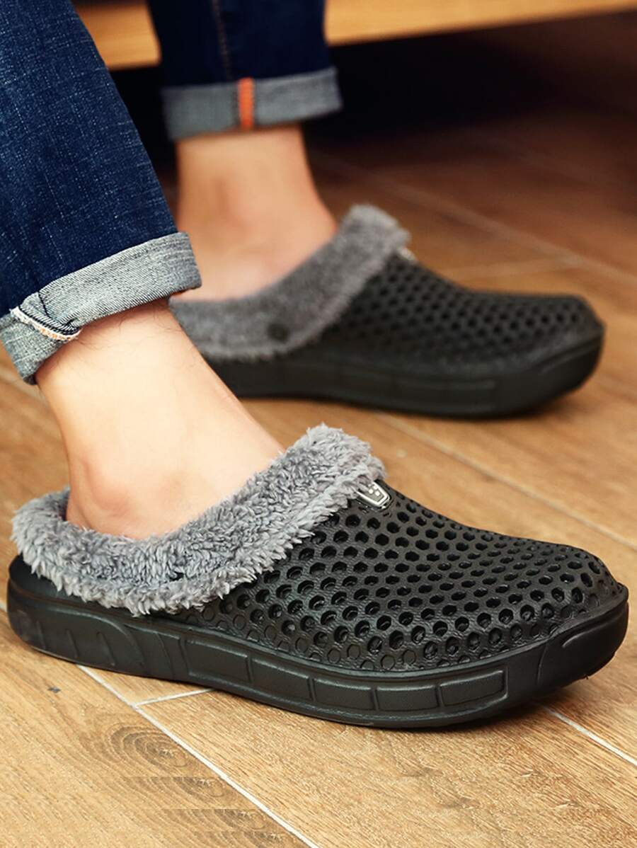 Women's Plus Size Fur Lined Perforated SlipOn Snow Boots, Thick And