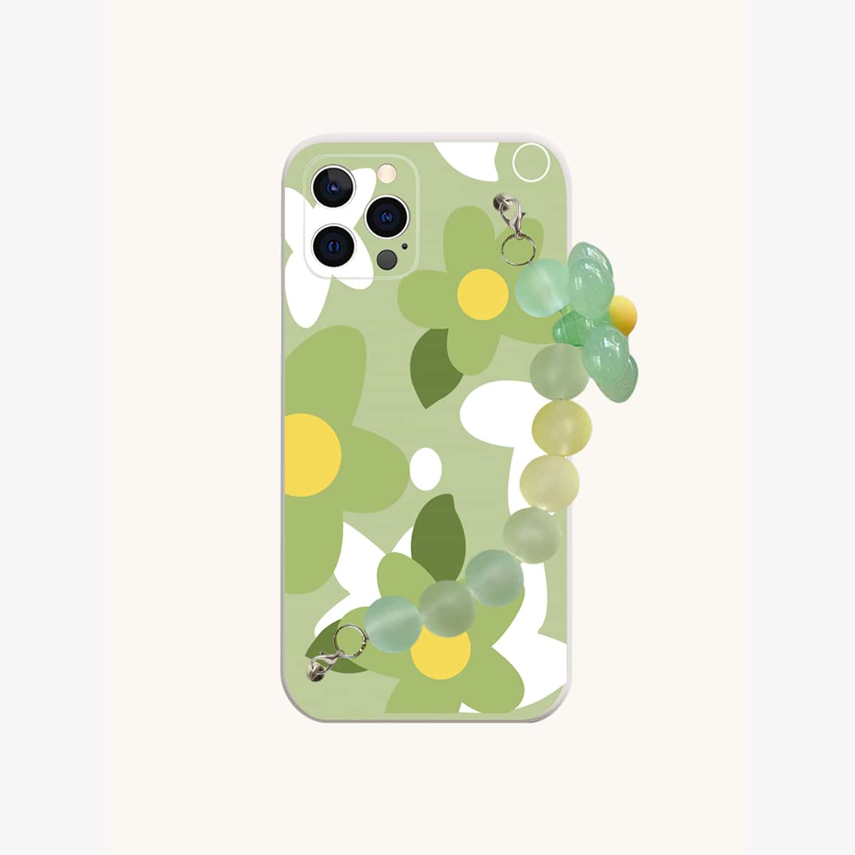 

Floral Phone Case With Beaded Hand Strap, Green