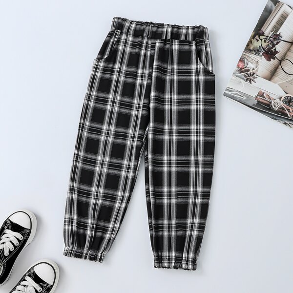 

Toddler Girls Plaid Tapered Pants, Black
