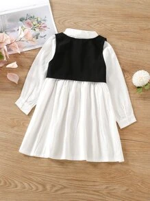 Bộ thời trang bé gái Khối Màu Ăn mặc đẹp - Đen và trắng - Xem 2