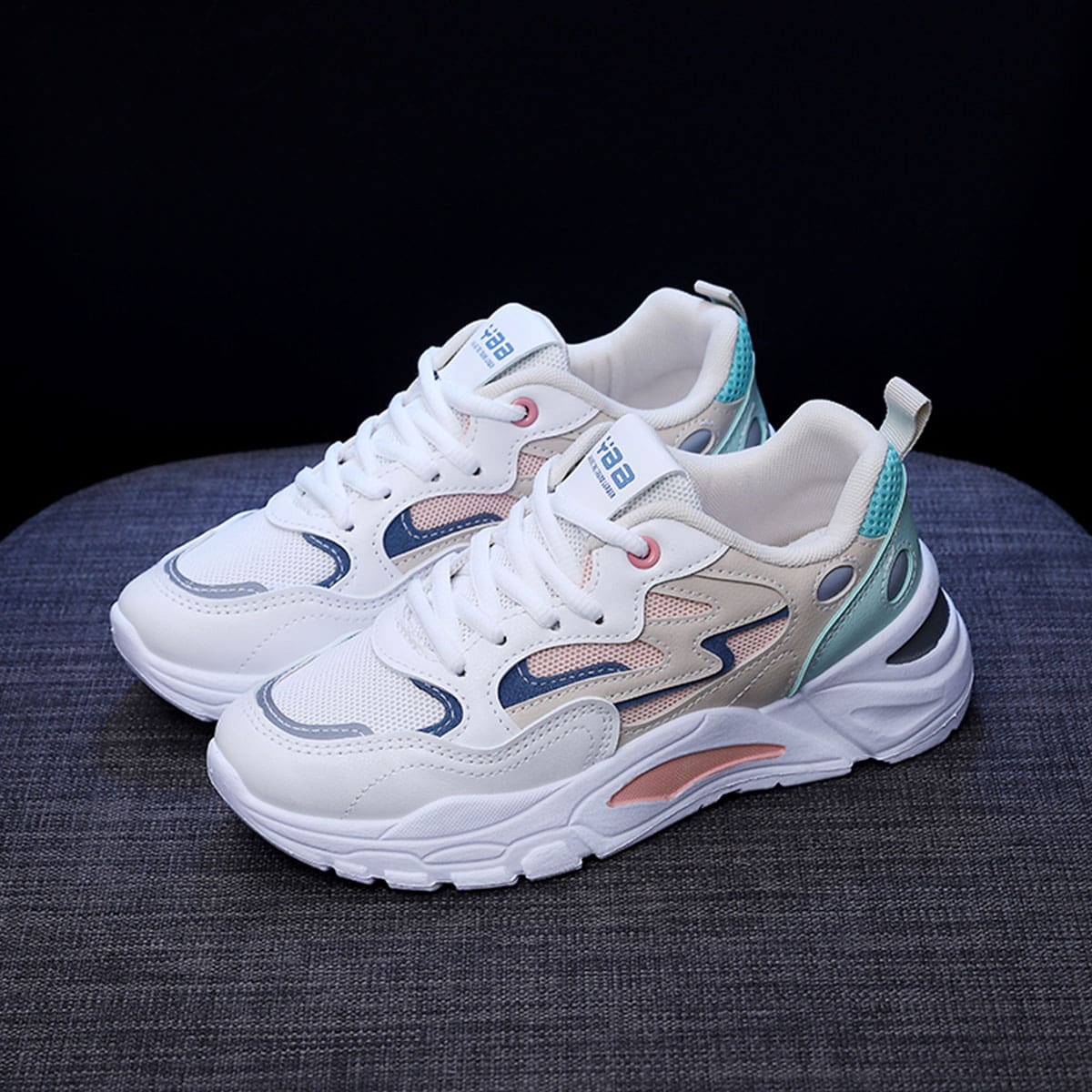 

Color Block Lace-up Front Chunky Sneakers, Multicolor