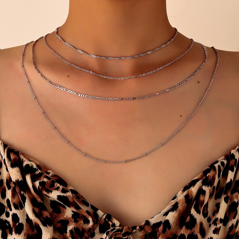 

1pc Minimalist Layered Necklace, Silver