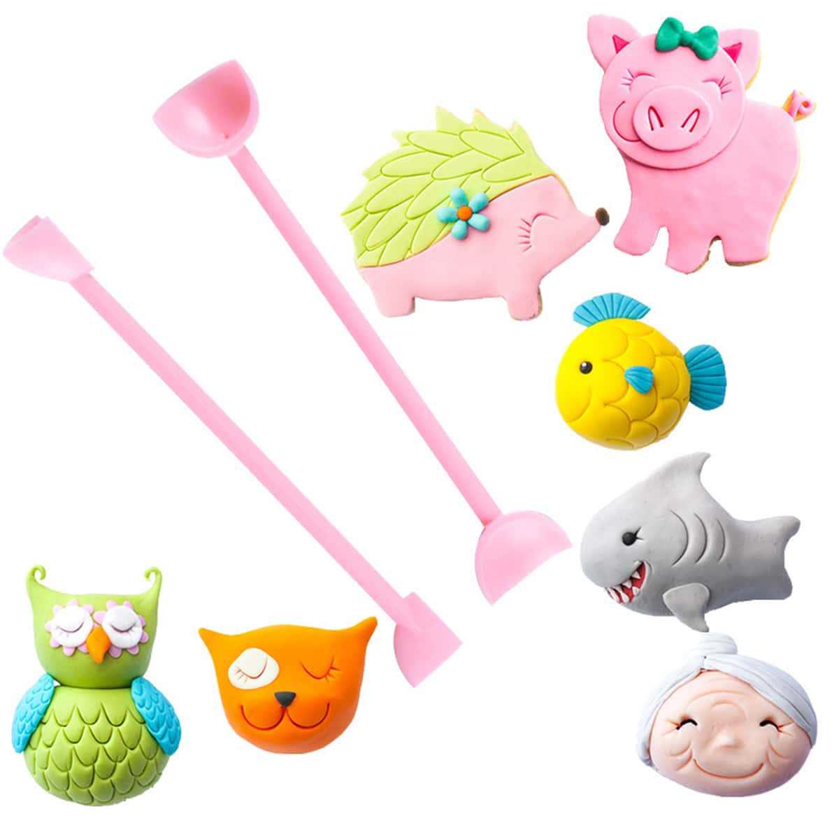 

2pcs Fondant Cake Carving Tool, Pink