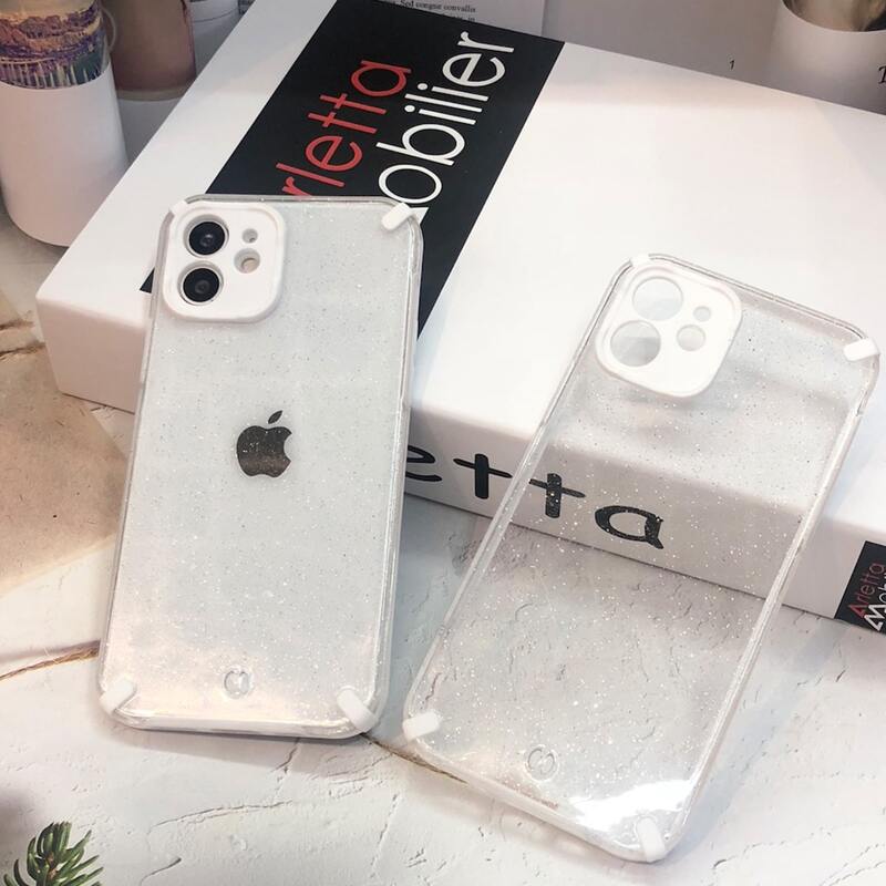 

Clear Glitter Phone Case, White