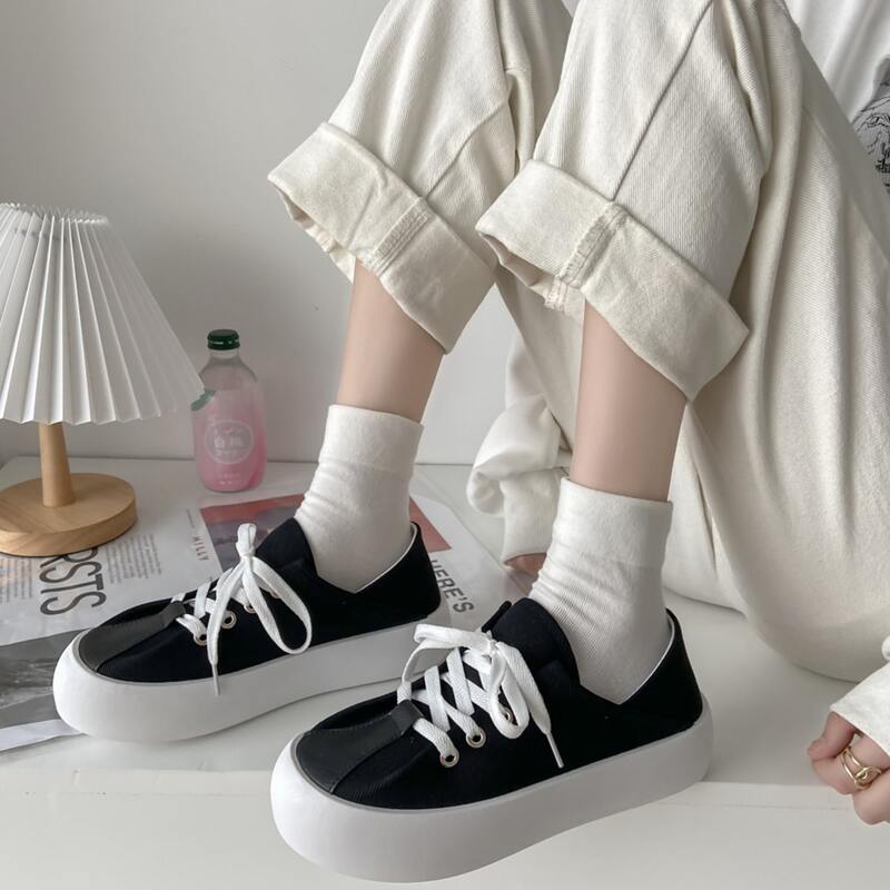 

Lace Up Front Canvas Shoes, Black
