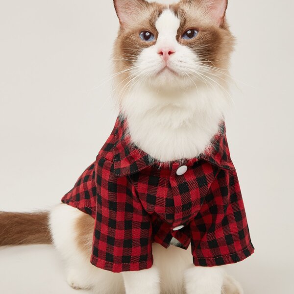 

Plaid Pattern Pet Shirt, Red