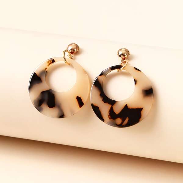 

Acrylic Round Drop Earrings, Brown