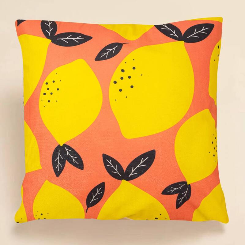 

Lemon Print Cushion Cover Without Filler, Multicolor