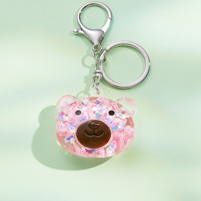 

Cartoon Bear Charm Keychain, Pink