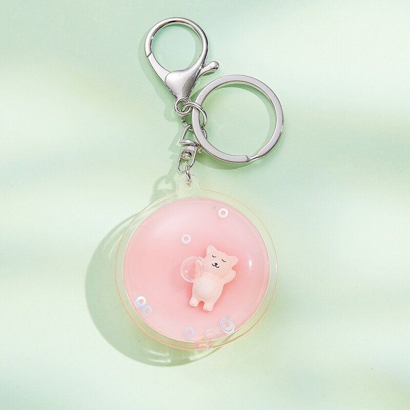 

Cartoon Charm Keychain, Pink