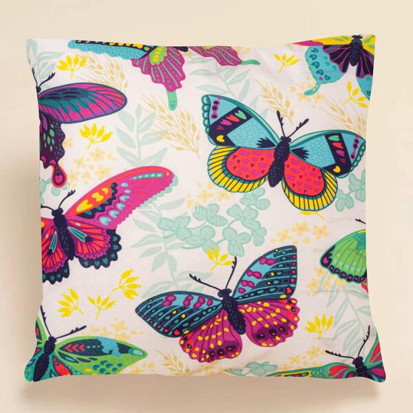 

Butterfly Print Cushion Cover Without Filler, Multicolor