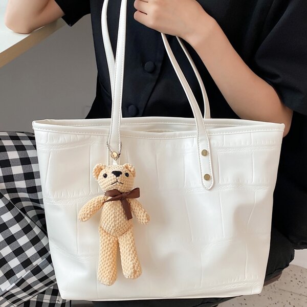 

Cartoon Charm Tote Bag, White