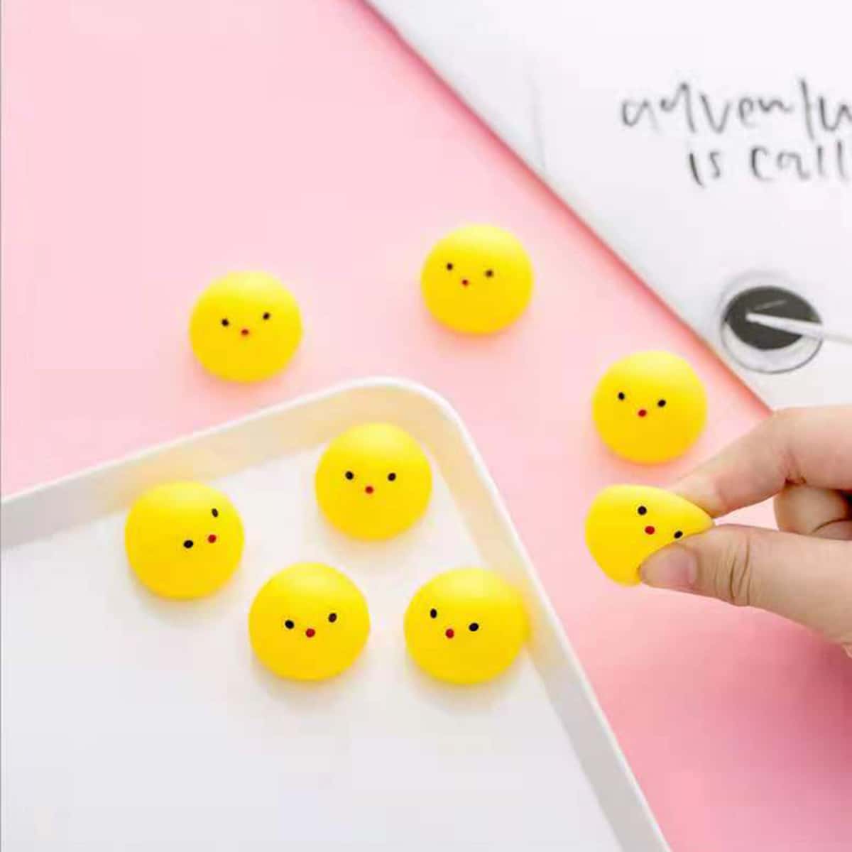 

5pcs Chicken Squeeze Toy, Yellow