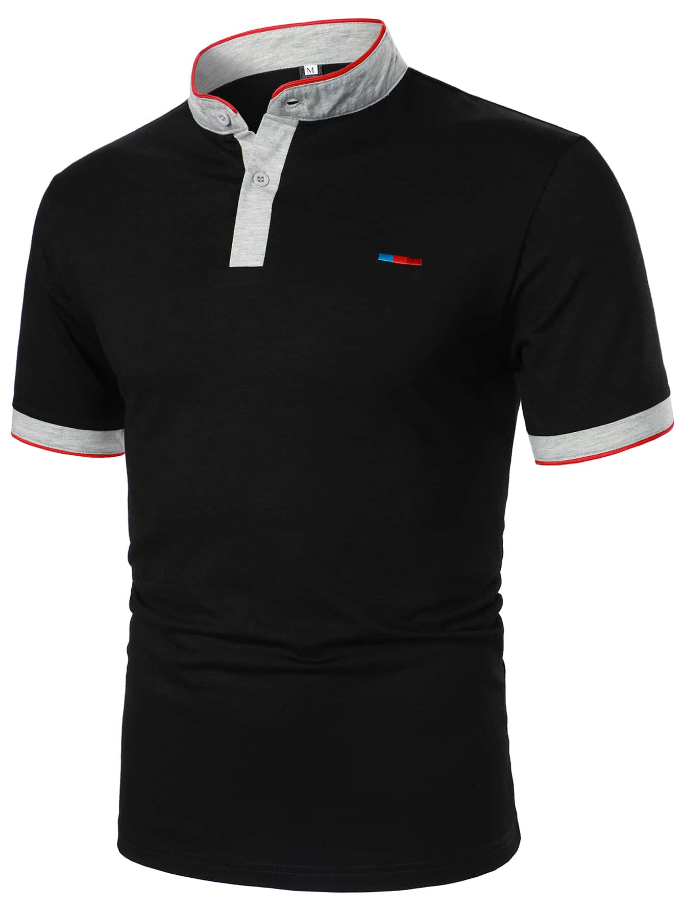 Manfinity 男士撞色滾邊POLO衫 - 黑色 - 查看 1