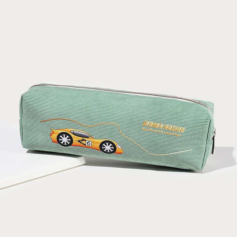

Car Print Pencil Bag, Mint green