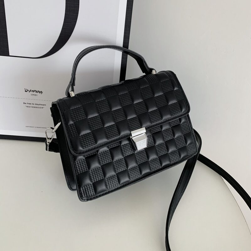 

Top Handle Flap Satchel Bag, Black
