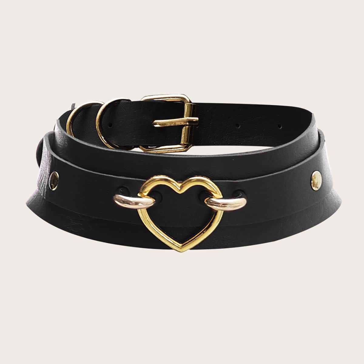 

Heart Decor Buckle Choker, Black