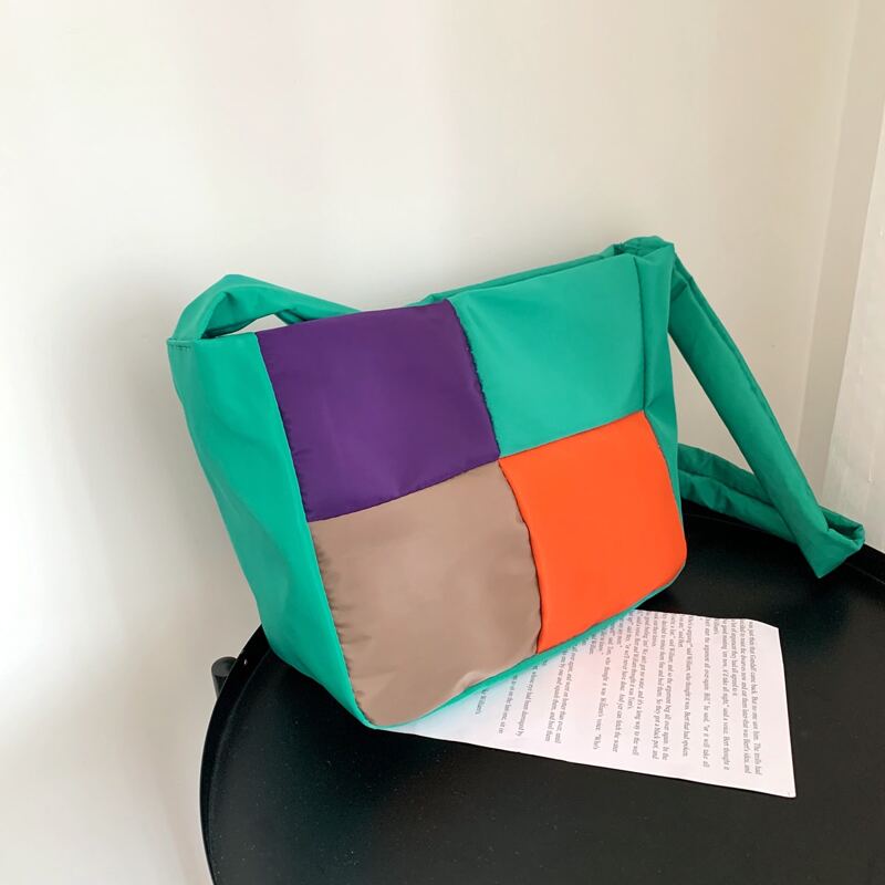

Color Block Nylon Crossbody Bag, Green