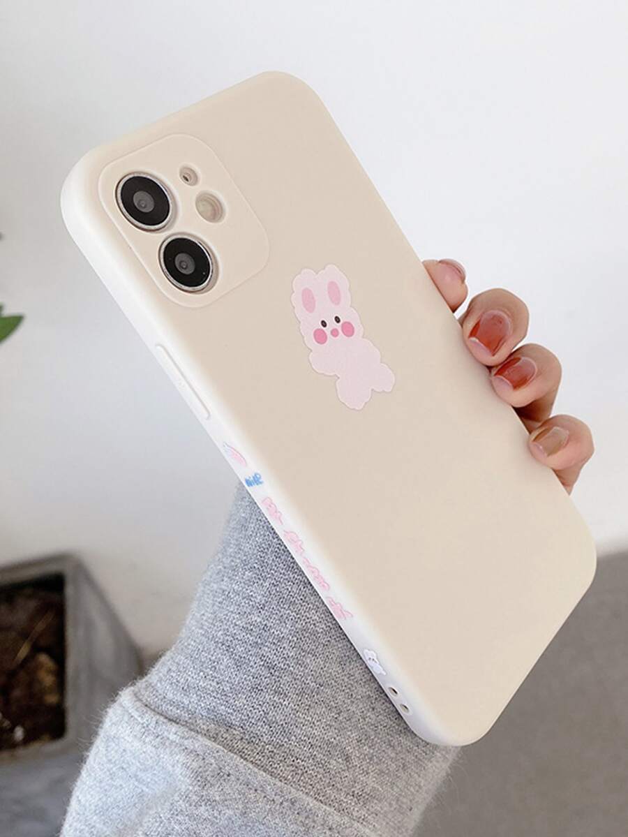 Cartoon Rabbit Print Phone Case - Beige - View 1