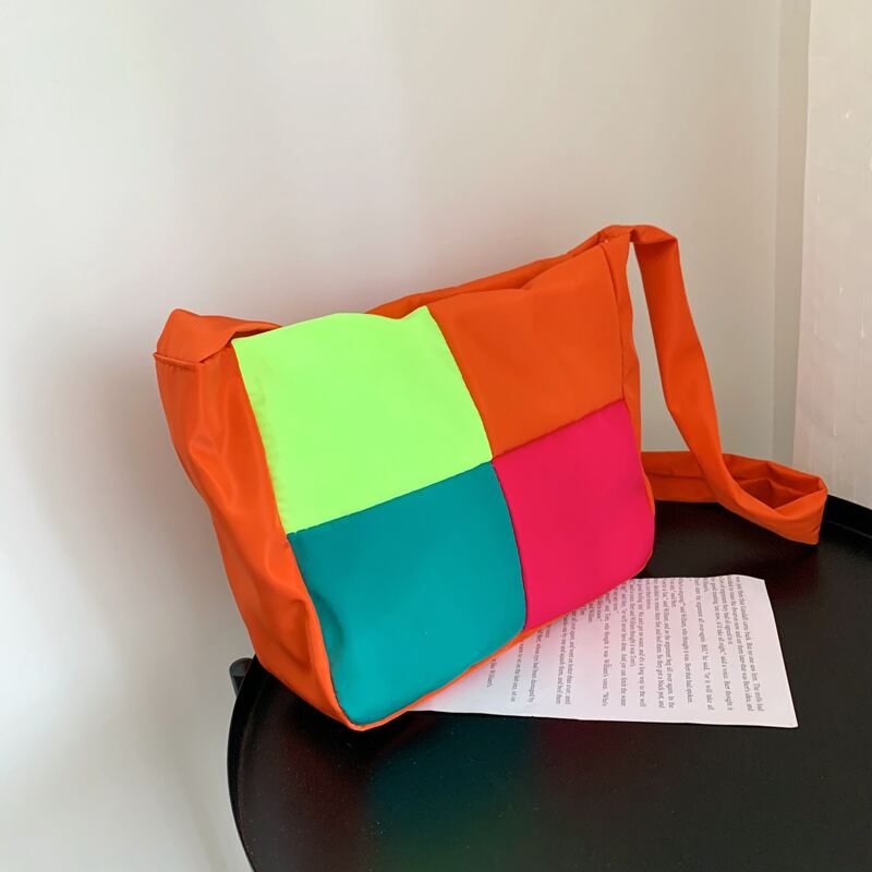 

Color Block Nylon Crossbody Bag, Orange