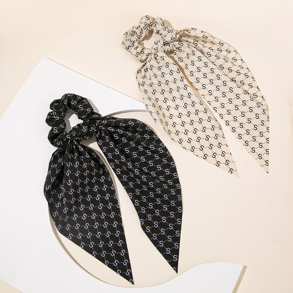 

2pcs Scarf Hair Tie, Multicolor