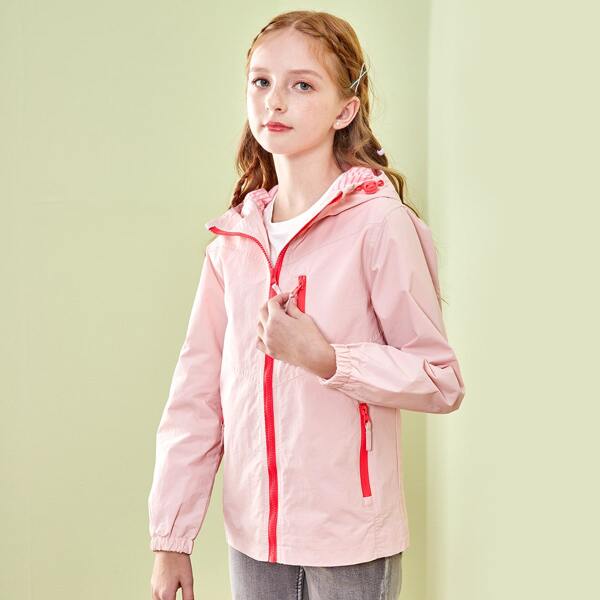 

Girls Zipper Up Hooded Jacket, Pink